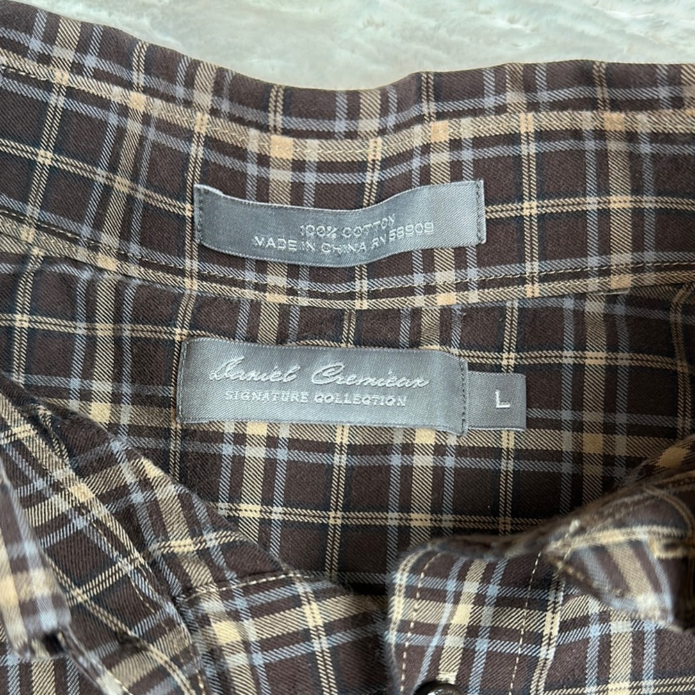 Daniel Cremieux Casual Black and Brown Button Down Shirt - Picture 2 of 7